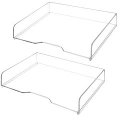 Clear Acrylic Stacking Desktop Document Trays, Set of 2 - MyGift Modern Office Spaces, Contemporary Office Decor, Folder Storage, Desktop File Organizer, Zero 2, Modern Office Space, Wood Bookends, File Organizer, Desk Organization Office