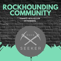 rockhounding community poster with two crossed axes and the words seeker on it