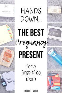 the best pregnancy present for a first - time mom is featured in this postcard