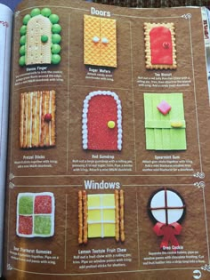 an open book with instructions on how to decorate cookies and other things in the shape of doors