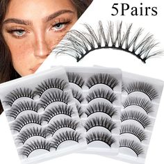 100% Brand New&High Quality 3D False Eyelashes Type: Full Strips False Eyelashes Style : Multi Style to Choose From Effect: Three-Dimensional Realistic Multi-Layer 3D Effect,Wispy Glam,Fluffy ,Multilayer,Handmade,Resuable Length : About 1.3~1.5cm Color : Black Features: Reusable,Natural, Soft ,Handmade,Cruelty-free Reusable :up to 20 wears with proper care Package Included : 5 Pair False Eyelashes(No Glue Included) How to use: 1.Carefully remove the eyelashes from the case with tweezers. 2.Compa Thick False Eyelashes, Big False Lashes, Long Fake Eyelashes, False Eyelash Extensions, Reusable Self-adhesive Eyelashes, Self-adhesive False Eyelashes, Natural False Eyelashes, Thicker Eyelashes, Cotton Buds