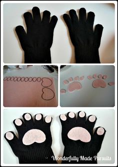 the steps to make an animal paw print out of yarn