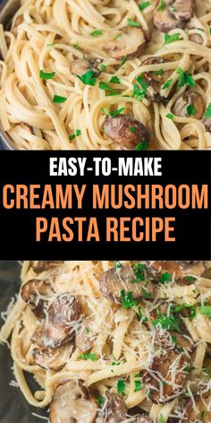 creamy mushroom pasta with parmesan cheese is an easy and delicious dish to make