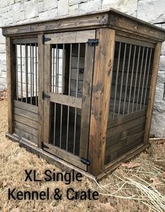 a dog house made out of pallets with the words xl single kennel & crate