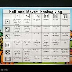 the roll and move thanksgiving game is shown