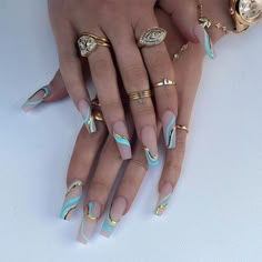 Fake Nails Long, Long Press On Nails, Colorful Nails, Hari Valentine, Fake Nails With Glue, Ballerina Nails, Coffin Nails Designs, Nail Arts, Artificial Nails