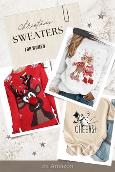 Women's Christmas sweaters are festive, cozy garments perfect for the holiday season. They come in classic patterns, playful prints, and humorous themes, adding cheer to any celebration. Christmas Sweaters For Women, Classic Pattern, Christmas Women, The Holiday, Holiday Season