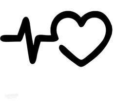 a black and white heart with a heartbeat