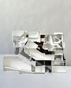 an architectural model of a building with multiple levels