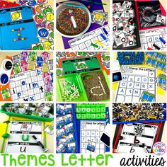 there is a collage of pictures with letters and numbers in them to help kids learn