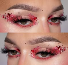 Make up #makeup #maquillaje Red Queen Makeup, Alice In Wonderland Makeup, Queen Of Hearts Halloween, Queen Of Hearts Makeup, Circus Makeup, Heart Costume, Creepy Halloween Makeup, Queen Of Hearts Costume, Indie Makeup