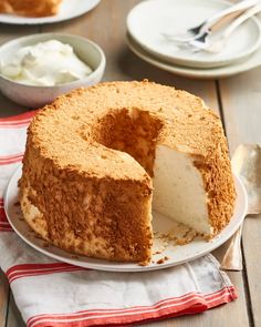 a cake on a plate with one slice missing