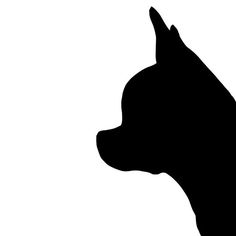 a black and white silhouette of a dog's head