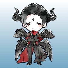 an anime character with horns and wings