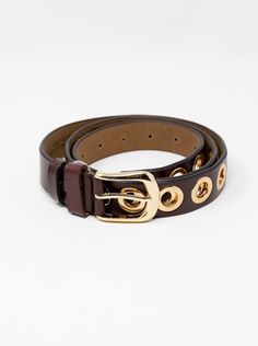 Leather Belt Gold Grommet Details Gold Hardware Adjustable 📦 Free standard shipping on orders $150 or more 🛍️ Free in-store pick up at La Grange Grommet Belt, Ring Belt, Belt Gold, Brown Leather Belt, Pillow Gift, Dream Clothes, Vintage Charms, Brown Gold, Earring Necklace