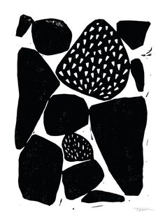 a black and white drawing of rocks