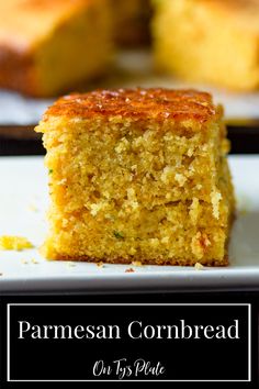 Savory Parmesan Cornbread is a cheesy twist on southern quick bread. Infused with garlic, dried herbs, and olive oil for a flavorful moist treat. | On Ty's Plate Savory Cornbread Recipe, Flavored Cornbread, Cornbread Croutons, Savory Cornbread, Leftover Cornbread, Crouton Recipes, Herb Bread, Dried Herbs, Corn Bread Recipe