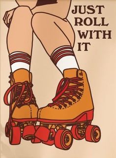 an image of a poster with roller skates on it's legs and feet