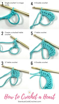 how to crochet a heart with four different stitches and the instructions for it