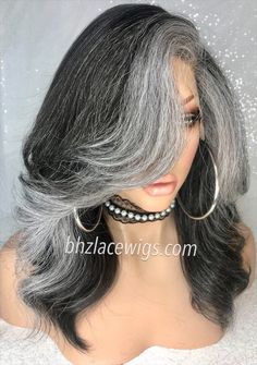 Bob Cut For Women, Bumped Ends, Long Bob Cut, Hairstyles For Gray Hair, Bob Cuts For Women, Wig With Highlights, Body Wave Lace Wig, Gray Bob, Grey Hair Wig