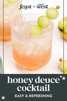 the recipe for honey deuce cocktail is shown