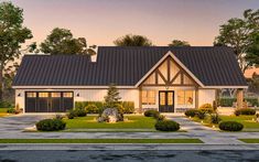 this is an artist's rendering of the front of a house with landscaping around it