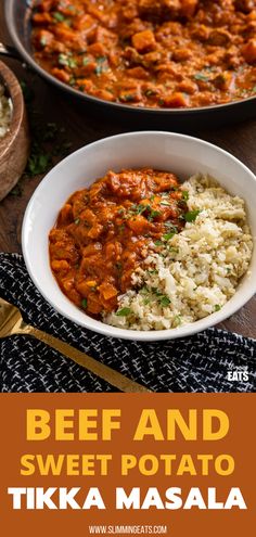 beef and sweet potato tikka masala in a bowl