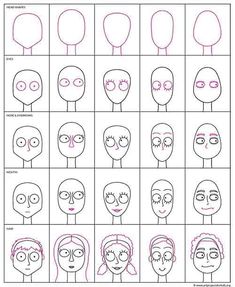 how to draw cartoon faces step by step for children and adults with easy instructions on how to