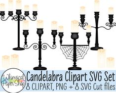 candles and spider webs clipart svg set for cricut cutting machines