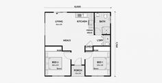 the floor plan for a small house with two bedroom and an attached bathroom, which is also