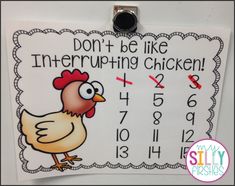 a bulletin board with an image of a chicken and the words don't be like inter