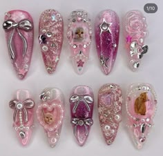 Bow Nails, Custom Press On Nails, Pretty Gel Nails, Japanese Nails, Soft Nails, Cat Nails, Kawaii Nails, Nails Wedding