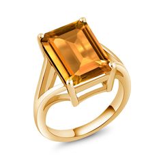 PRICES MAY VARY. Brilliant Yellow Citrine Gemstone: Our ring showcases a dazzling yellow citrine gemstone as the centerpiece. The vibrant yellow hue of the citrine adds a burst of sunshine and radiance to the ring, making it a captivating and eye-catching piece. Total Carat Weight is 8.2 Cttw. Emerald Cut for Enhanced Beauty: The yellow citrine is cut in an emerald cut shape, measuring 14x10mm. This cutting style enhances the clarity and brilliance of the gemstone, showcasing its natural beauty November Birthstone Jewelry, Yellow Gemstones, Gem Ring, Yellow Citrine, Citrine Ring, Citrine Stone, Citrine Gemstone, Gem Stone, Gold Plated Silver