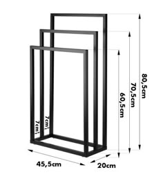 an image of a black metal frame with measurements for the top and bottom half of it