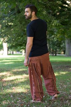 Brick Red Vibe Pants Red Cotton Hippie Pants, Hippie Red Cotton Pants, Brown Cotton Parachute Pants For Summer, Cotton Trousers For Festivals, Cotton Festival Trousers, Straight Cotton Pants For Festival, Cotton Straight Pants For Festival, Hippie Style Straight Cotton Pants, Cotton Hippie Straight Pants