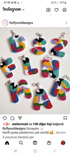 several knitted letters are displayed on the twitter account, and there is also an instagram post about them