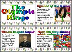 four different olympic rings posters with pictures on them