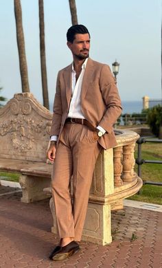 Men Brown Linen 2 Piece Suit Wedding Suits Two Button Linen Summer Beach Suits Party Wear Prom Suit Bespoke for Men - Etsy Linen Suits For Men Wedding, Summer Wedding Outfit Men, Summer Wedding Suit, Linen Wedding Suit, Suits Party Wear, Suit For Men Wedding