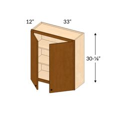 an image of a cabinet with measurements for the door and shelves on each side,