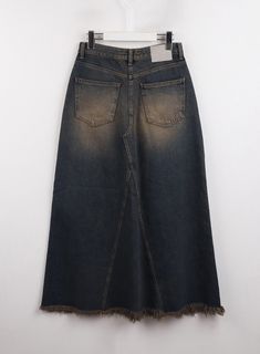 Washed Denim Maxi Skirt CJ418 - Korean Women's Fashion | LEWKIN Denim Maxi, Korean Fashion Women, Denim Maxi Skirt, Detail Shop, Hooded Tops, Washed Denim, Denim Wash, Fashion Sense, Unique Fashion