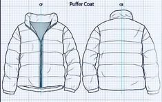 Coat Drawing, Hoodie Drawing, Puffy Coat, Puffy Jacket, Design Sketch, Fashion Illustration, Clothing Brand, Apparel Accessories