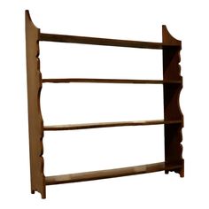 a wooden shelf with three shelves on each side