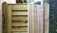 two pictures side by side, one with a wooden gate and the other with a metal door handle