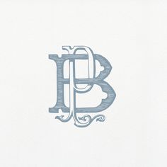 the letter b is made up of letters with swirls and scrolls in blue ink