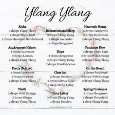 Ylang Ylang Diffuser Blends, Essential Oil Perfumes Recipes, Doterra Diffuser Blends, Doterra Essential Oils Recipes, Young Living Essential Oils Recipes, Essential Oils Guide