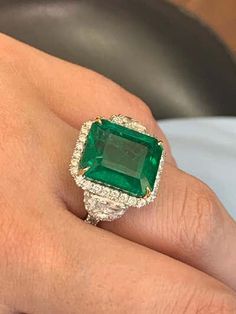 Emerald Ring 1stdibs, Estate Emerald Rings, Emerald Green Wedding Ring, Emerald Cut Emerald Ring, Emerald Green Ring, Emerald Cocktail Ring, Green Diamond Ring, Silver Outfit, Emerald Engagement Ring Green