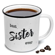 PRICES MAY VARY. SIP & SMILE - Express your love to your sister with our Best Sister mug with funny design; Spend quality time with her as you sip your favorite beverage using our Best Sister Ever mug PERFECT GIFT - An ideal present for every event, our best sister coffee mug makes special events and coffee sessions at home or in the office a lot more enjoyable FADE-RESISTANT - Imprinted text does not fade on our best sister ever coffee mug; Coffee mug for sister with saying will help you get th Campfire Quotes, Sister Mug, Perfect Sisters, Best Sister Ever, Coffee Mug Quotes, Coffee Cup Design, Mugs For Men, Holiday Coffee, Cute Coffee Mugs