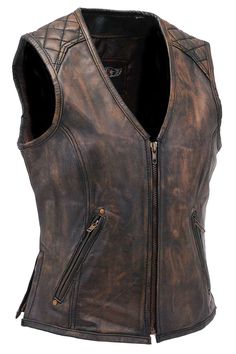 Brown Leather Vest, Motorcycle Leather Vest, Vintage Leather Vest, Women Leather Vest, Pocket Vest, Motorcycle Vest, Biker Outfit, Brown Vest, Brown Cowhide