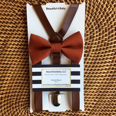 Burnt Orange Bow Tie, Orange Bow Tie, Wedding Page Boys, Groomsmen Suspenders, Toddler Bow Ties, Burnt Orange Weddings, Suspenders Wedding, Toddler Bow, Baby Bowtie