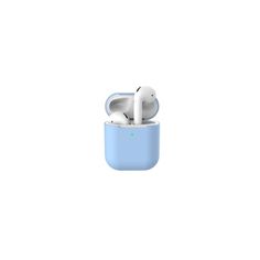 an apple airpods with the cover open and ear buds in its case on a white background